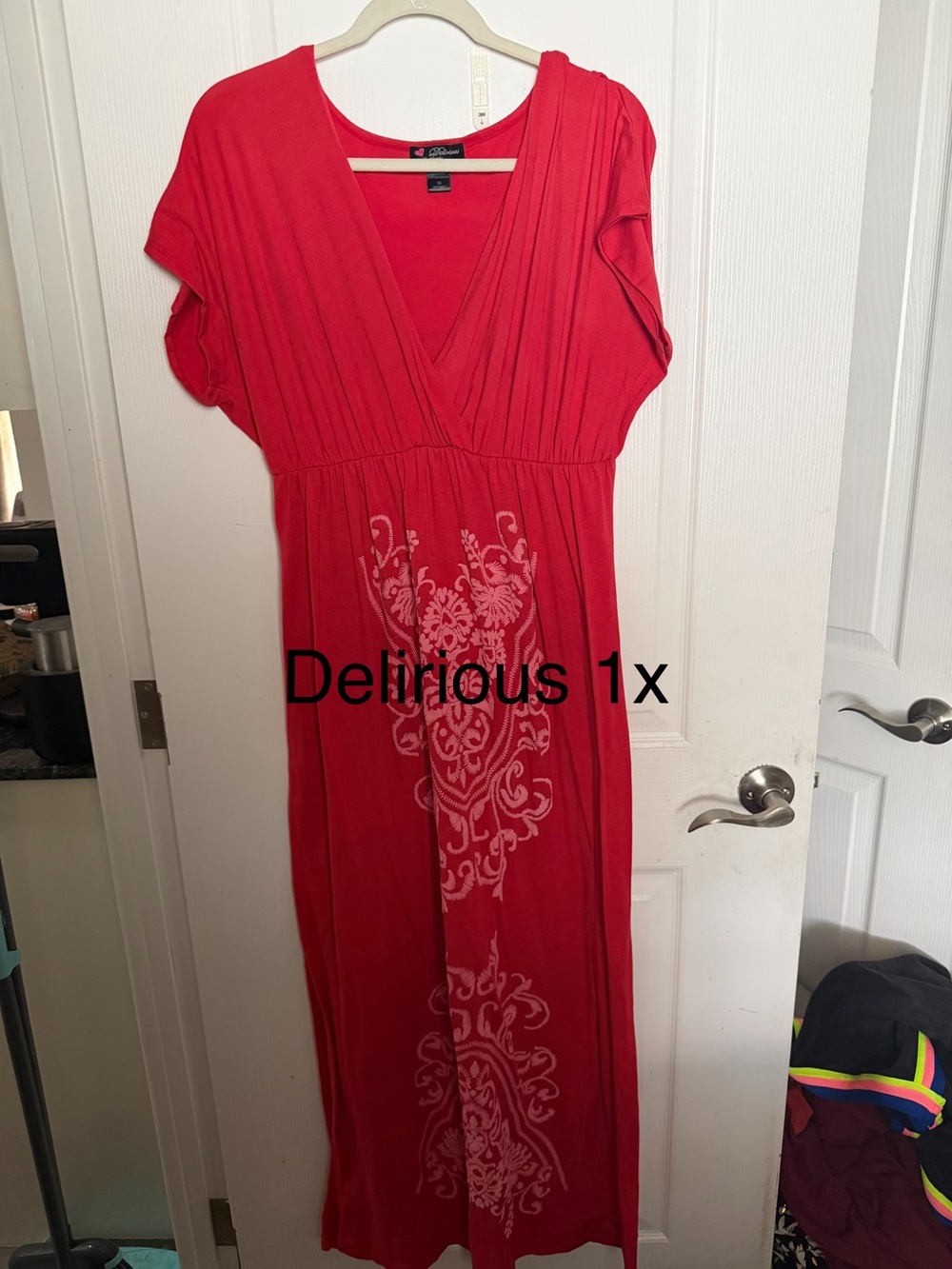 Delirious V-Neck Maxi Dress with Center Print